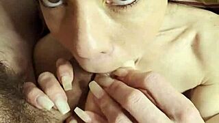 petite beauty sucks cock and toes at the same time