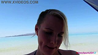 Bikini Blowjob At Beach, Boyfriend Covers Tits With Cum