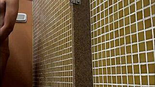 Spying on monster cock in gym shower lockerroom.