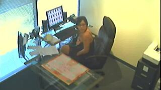 office slut caught as she masturbates