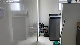 maid's big ass makes my dick throb when she squats