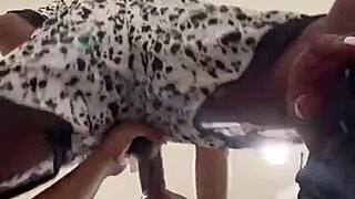 Cruella in cosplay riding big black cock