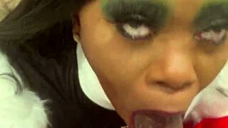 Cruella in cosplay riding big black cock