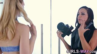 Intriguing Photoshoot Turns Into Pretty Lesbians Eating Wet Vaginas.