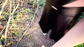 She just pulled up her panties after a big creampie in the park!