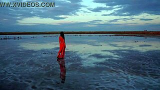 Walk on Red Sunset of Elton Salt Lake