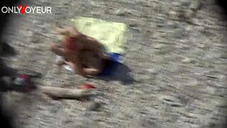on the beach, a curvy milf blows a guy and gets doggystyled publicly.
