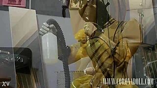 Bound In Rubber Latex Catsuit With Gloves And Mask For Self-Bondage