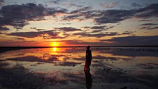 Walk on Red Sunset of Elton Salt Lake