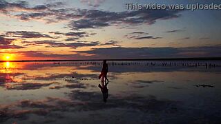 Walk on Red Sunset of Elton Salt Lake