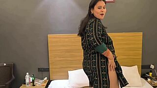 Desi girl puja baby takes morning shower, showing tits and pussy with monster cock