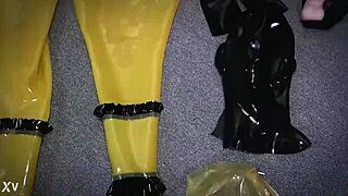 Oh my god, I'm trapped in 3 layers of latex with 4 glove layers and a gasmask in self-bondage!