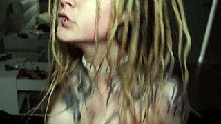 Tattooed babe from the party moaning while getting fucked doggystyle