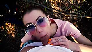 She just pulled up her panties after a big creampie in the park!