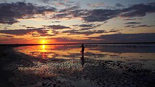 Walk on Red Sunset of Elton Salt Lake