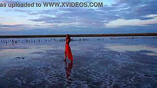 Walk on Red Sunset of Elton Salt Lake