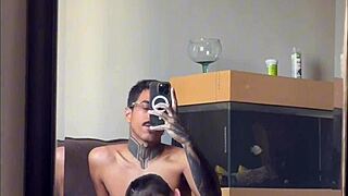 muscular passive guy gives ass to fat black