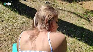 The Pretty Slut Begs for Cock in Cowgirl and Cum Inside Outdoors