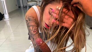 Muscular gym trainer leads a very hot class for petite 18+ Colombian student