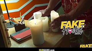 Brunette australian performs halloween ritual with cock licking and ass play in heels.