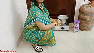 Early morning fucking maid in kitchen while preparing chicken