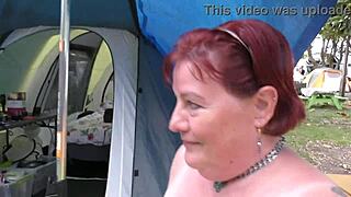 oh my god, this trashy kiwi milf puts on a blatant public display at the holiday park!
