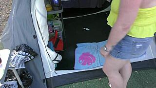 blatant public display at the local holiday park by trashy kiwi milf trailer