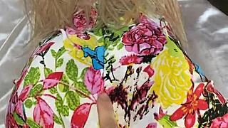 Wife catches me fucking stepdaughter's ass with toy in kitchen