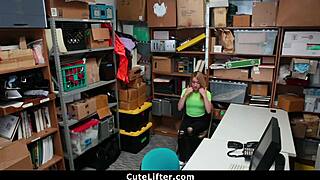 Shoplifting Teen Strip Searched and Fucked by Creep Mall Officer in Shop