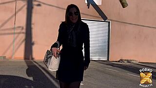 Beautiful brunette milf Kyara in stockings and lingerie craves hard sex