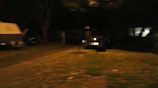 oh my god, this trashy kiwi milf puts on a blatant public display at the holiday park!