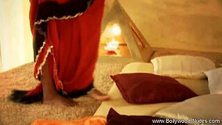 brunette indian lady dances and teases lover before clothes ripped for nude erotic striptease