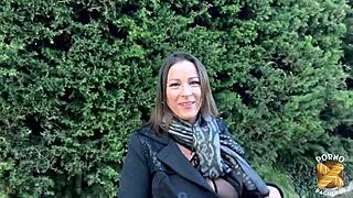 Beautiful brunette milf Kyara in stockings and lingerie craves hard sex