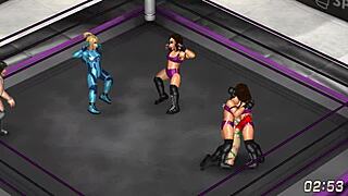 cammy asks samus, 'ready for lesbian wrestling?' in fire pro