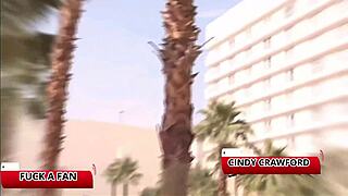 Hey, watch how busty Cindy Crawford drains Joe's massive cock with her big tits at the porn convention?