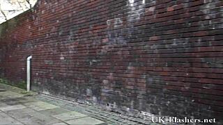 brummie babe decides to piss in public outdoor setting