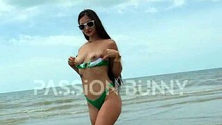 Petite Babe Flashes On Beach Walk Publicly