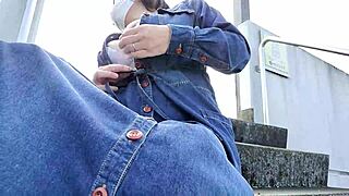 Asian married milf bride masturbates outdoors at wedding, feeling intense pleasure in full movie.