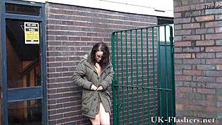 brummie babe decides to piss in public outdoor setting