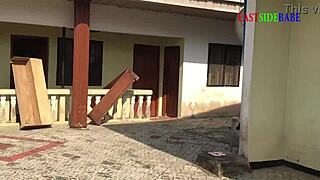 Caught Wife Fucking Landlord Outdoor