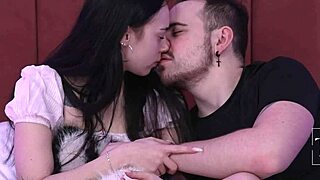 Pretty Brunette in Lingerie Gets Passionate Blowjob from Stepbrother