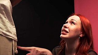 Redhead girlfriend loses blowjob virginity bent over