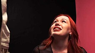 Redhead girlfriend loses blowjob virginity bent over