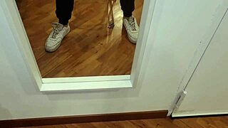 hey, check out this guy playing with his body on a transparent chair in close-up