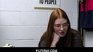 nerdy ginger jane rogers uses her wits to get out of trouble in pilfer4k.