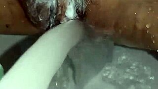 gretala uses soap on her trimmed pussy
