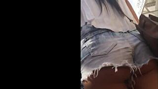 blonde's juicy ass hidden in candid voyeur shot, amateurs capture the moment