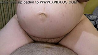 my dominant wife with a big pregnant belly rides me in cowgirl position