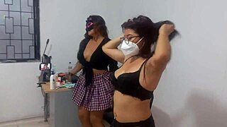 The student and her slut friend practice a sexy dance