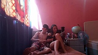 Stepsister asks for homework help in homemade video.